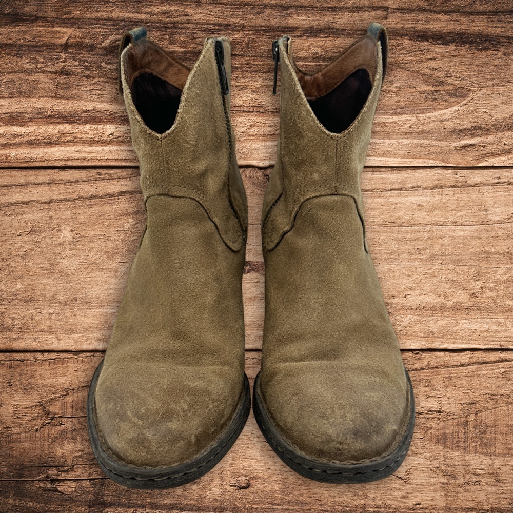 BORN Suede Heeled Booties {Size 7.5}